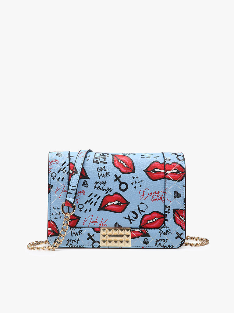 Lips Print Crossbody w/ Chain
