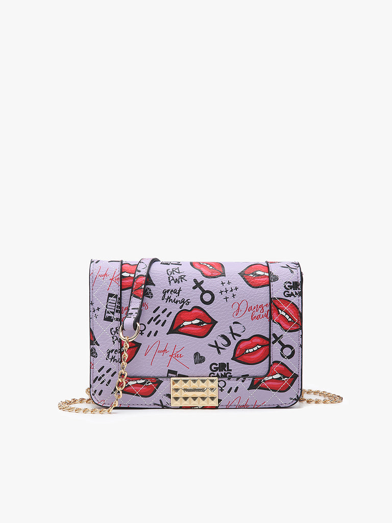 Lips Print Crossbody w/ Chain