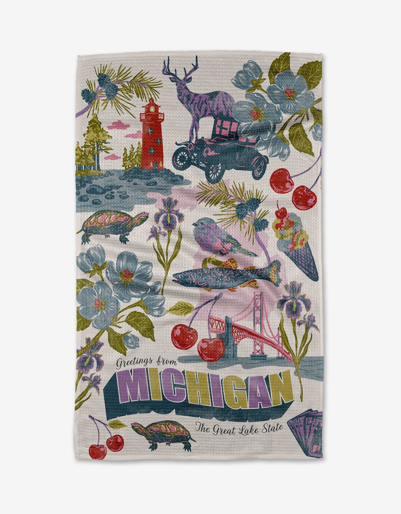 Greetings From Michigan Kitchen Tea Towel
