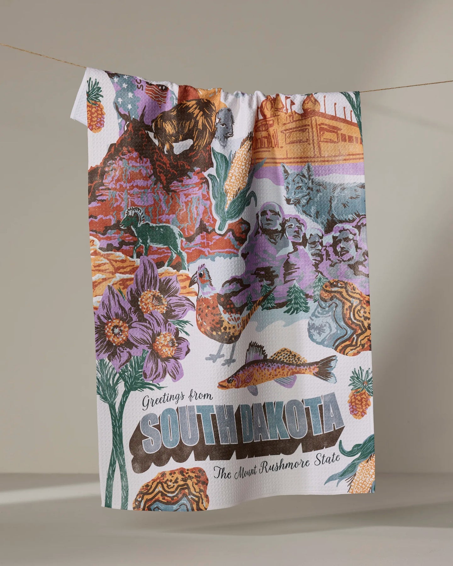 Greetings From South Dakota Kitchen Tea Towel