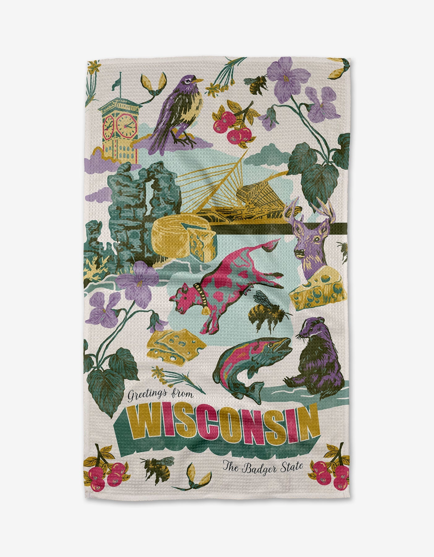 Greetings From Wisconsin Kitchen Tea Towel