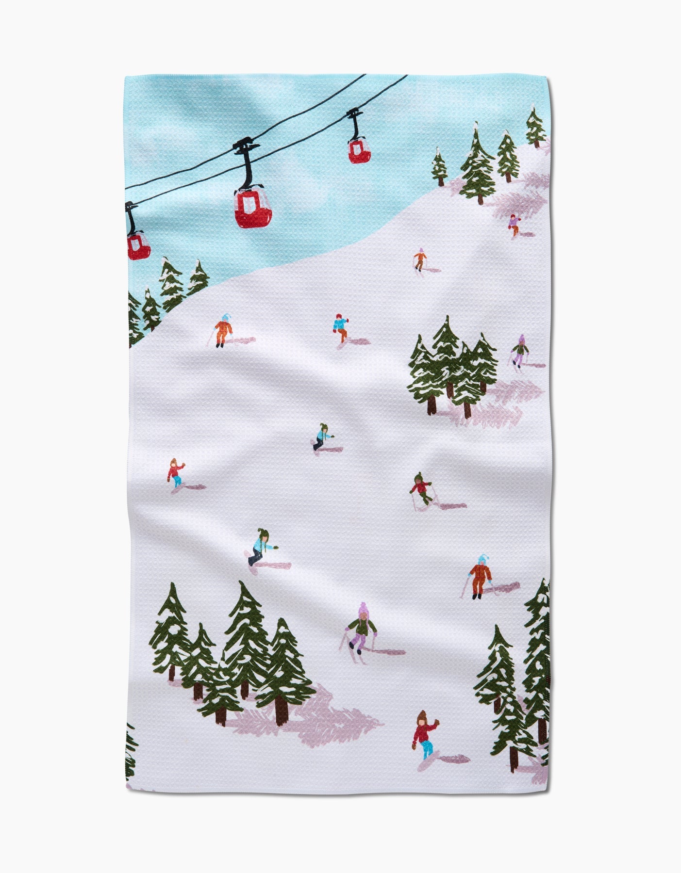 Winter Skiing Trip Kitchen Tea Towel