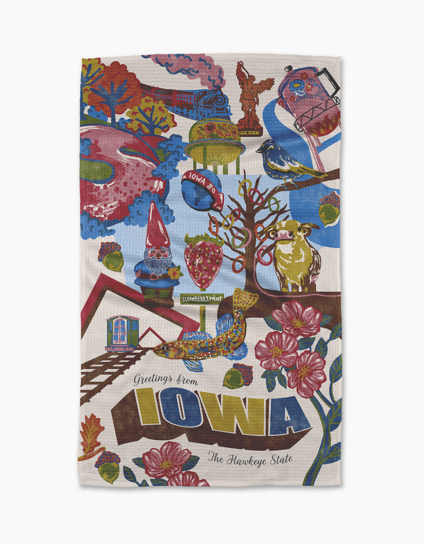 Greetings From Iowa Kitchen Tea Towel