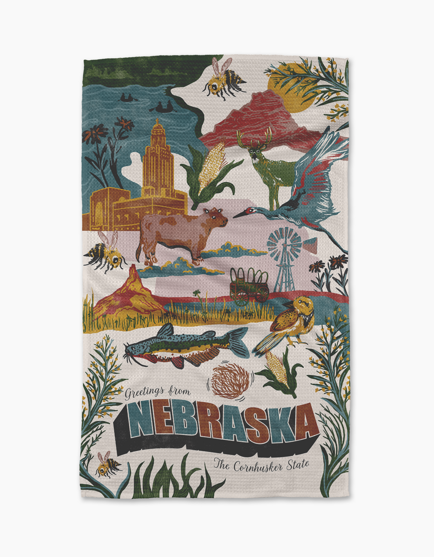 Greetings From Nebraska Kitchen Tea Towel
