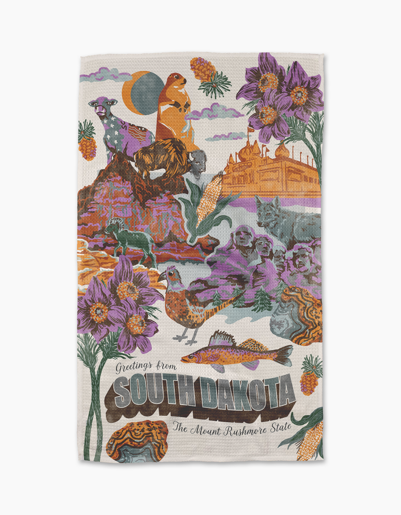 Greetings From South Dakota Kitchen Tea Towel