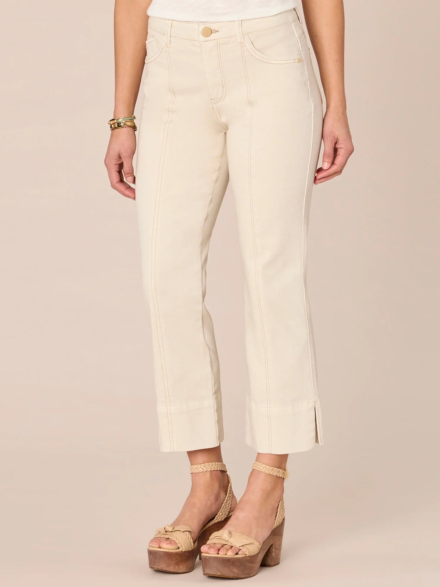 Plus size jeans-"Ab"solution comfortable Seam Slit Hem Kick Flare pant Spring-Summer JOOR - Democracy