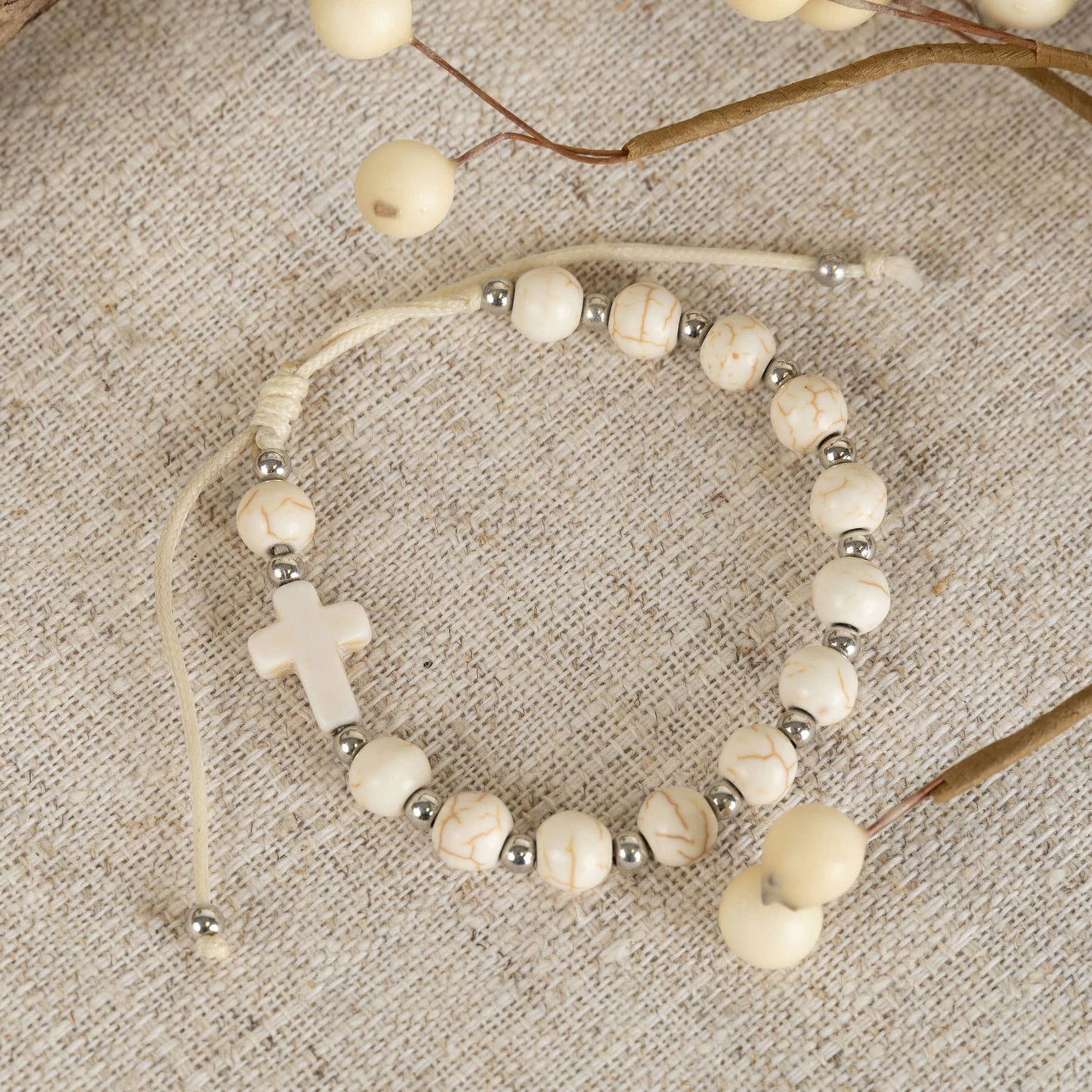 Jordan Unisex Adjustable Beaded Cross Bracelet