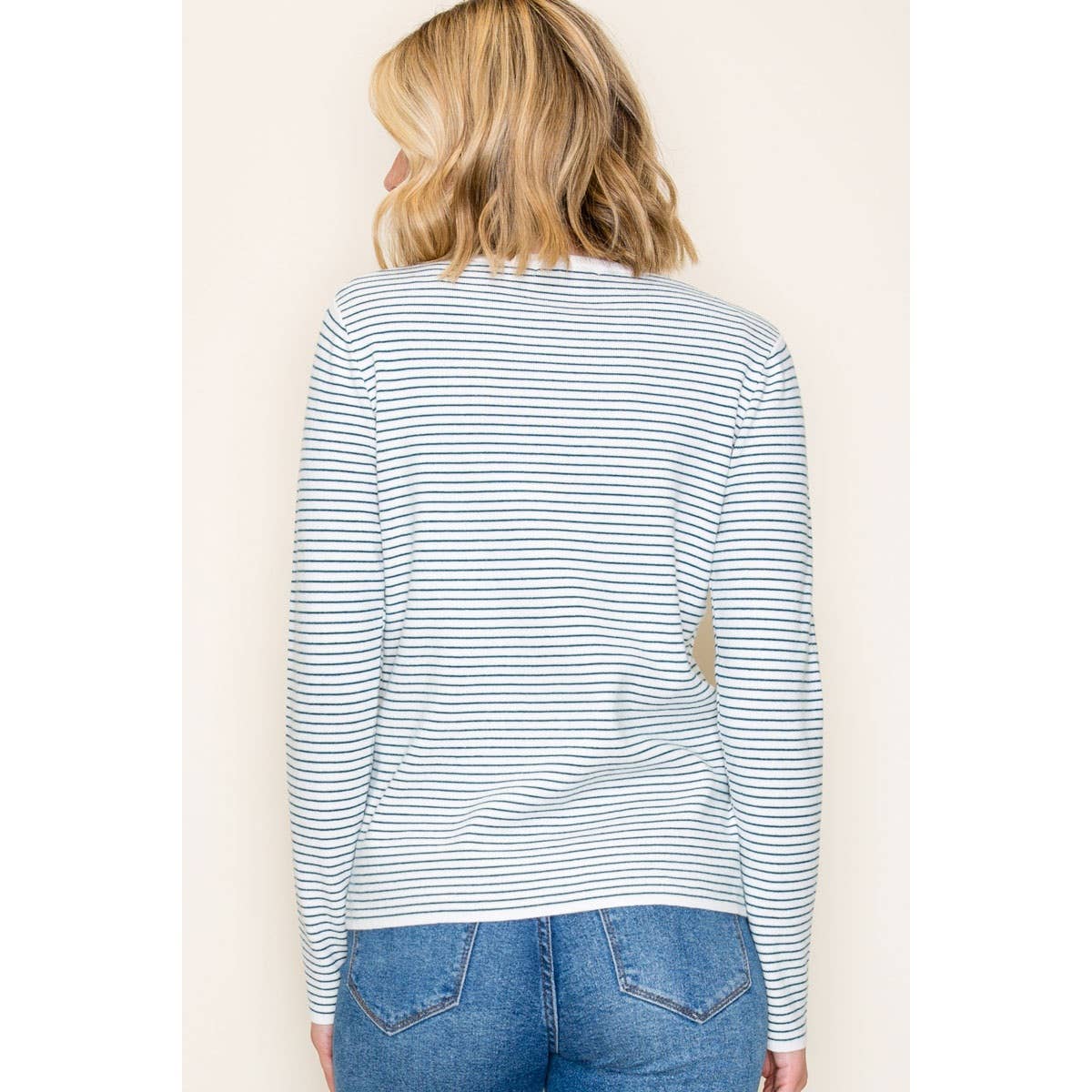 Ivory & Taupe Long Sleeve Pinstripe Top STACCATO