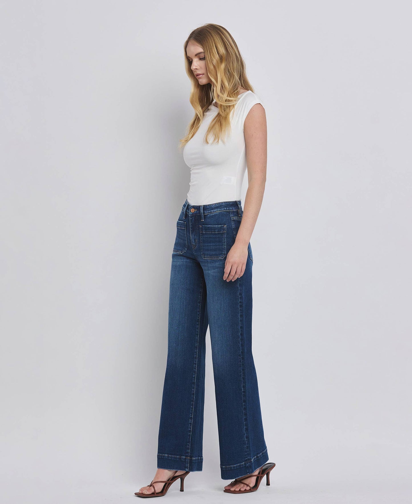 FLYING MONKEY - HIGH RISE WIDE TROUSER JEANS F5764D FLYING MONKEY