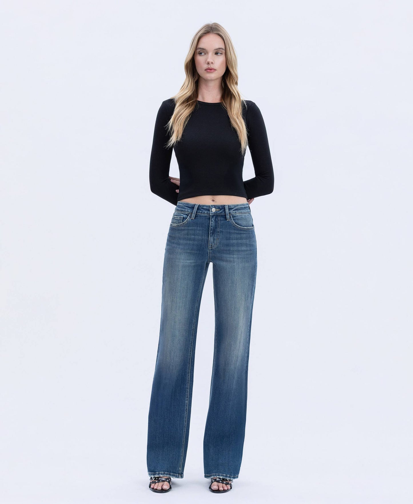 FLYING MONKEY - HIGH RISE FULL LENGTH VINTAGE FLARE JEANS F6268 FLYING MONKEY