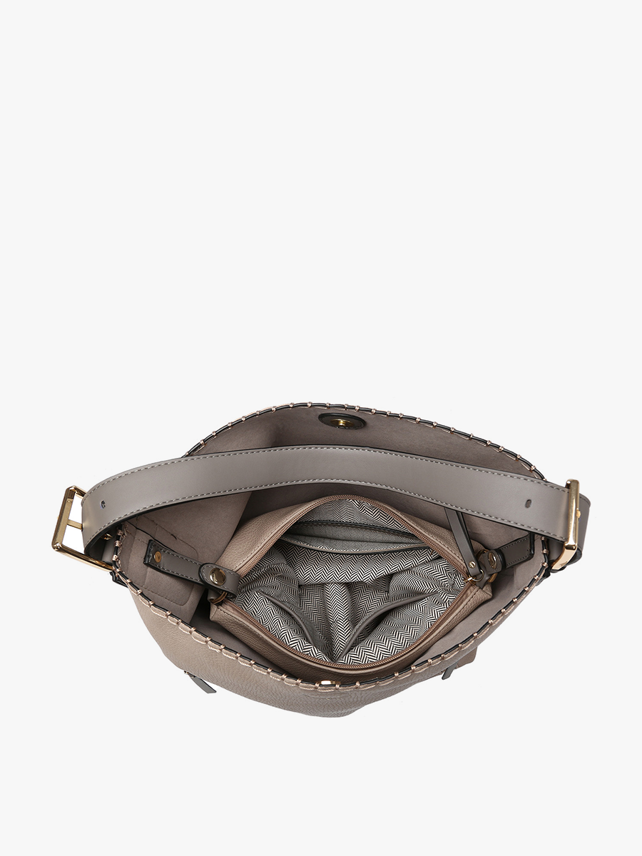 Black Alexa 2-in-1 Hobo Bag w/Dual Zip Compartments: Black