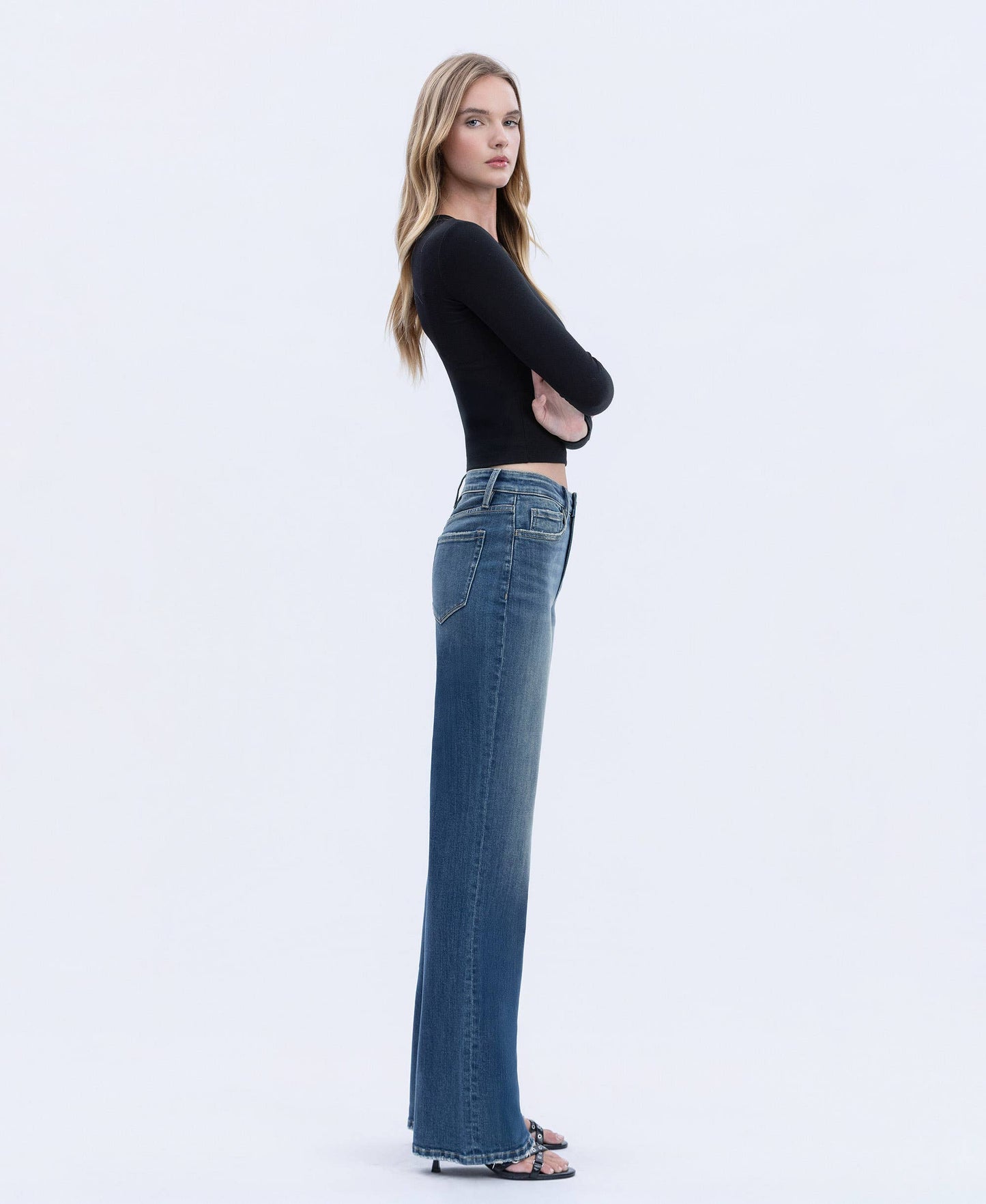 FLYING MONKEY - HIGH RISE FULL LENGTH VINTAGE FLARE JEANS F6268 FLYING MONKEY