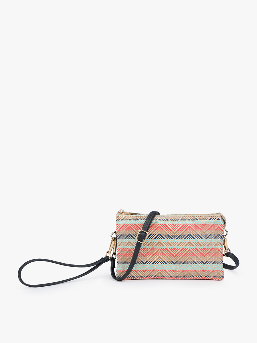 Riley Woven Straw 3 Compartment Crossbody/Wristlet