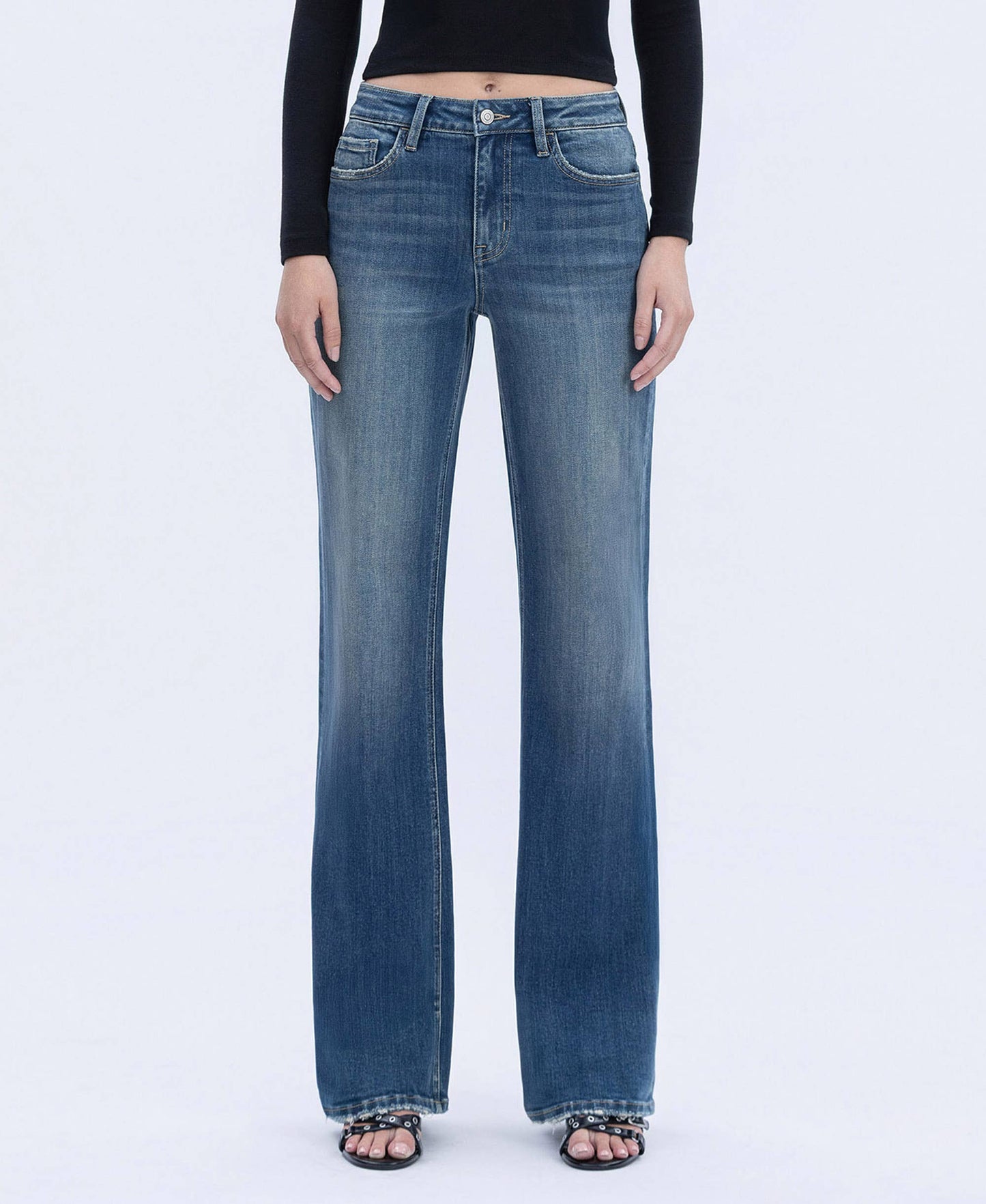 FLYING MONKEY - HIGH RISE FULL LENGTH VINTAGE FLARE JEANS F6268 FLYING MONKEY