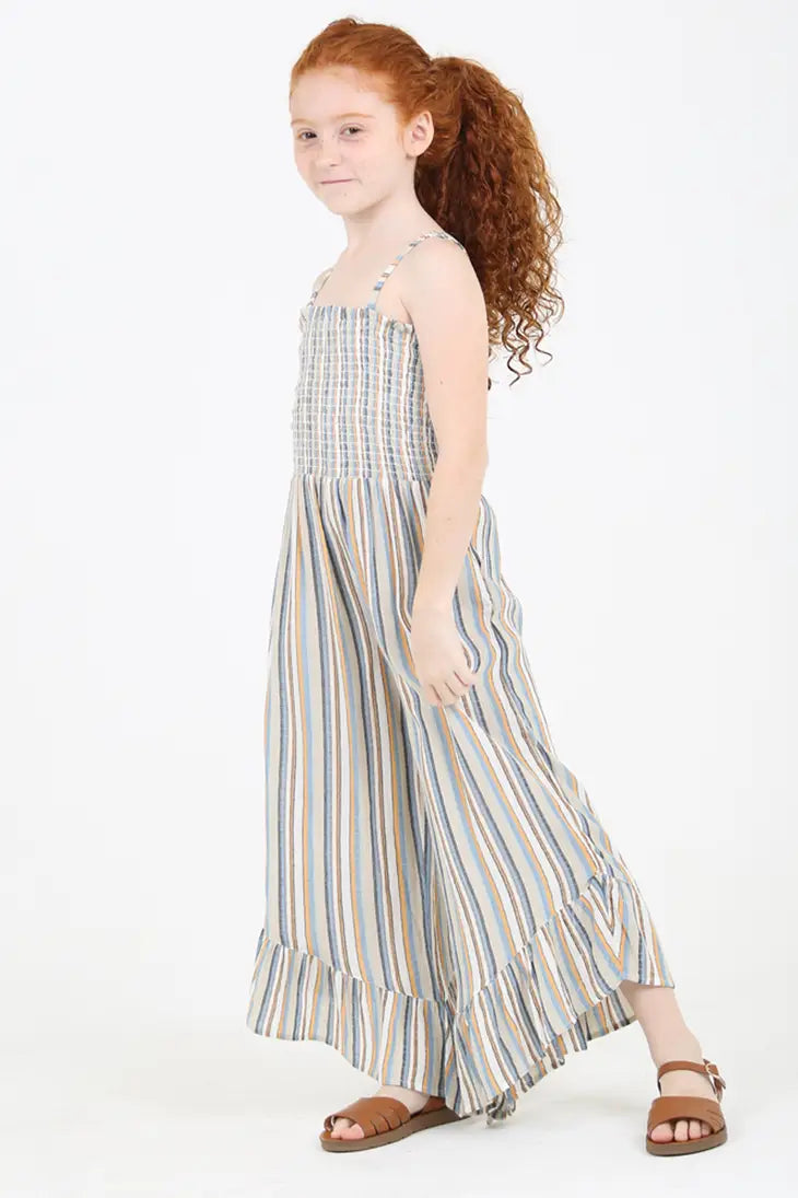 GIRLS SMOCKED HEM JUMPSUIT