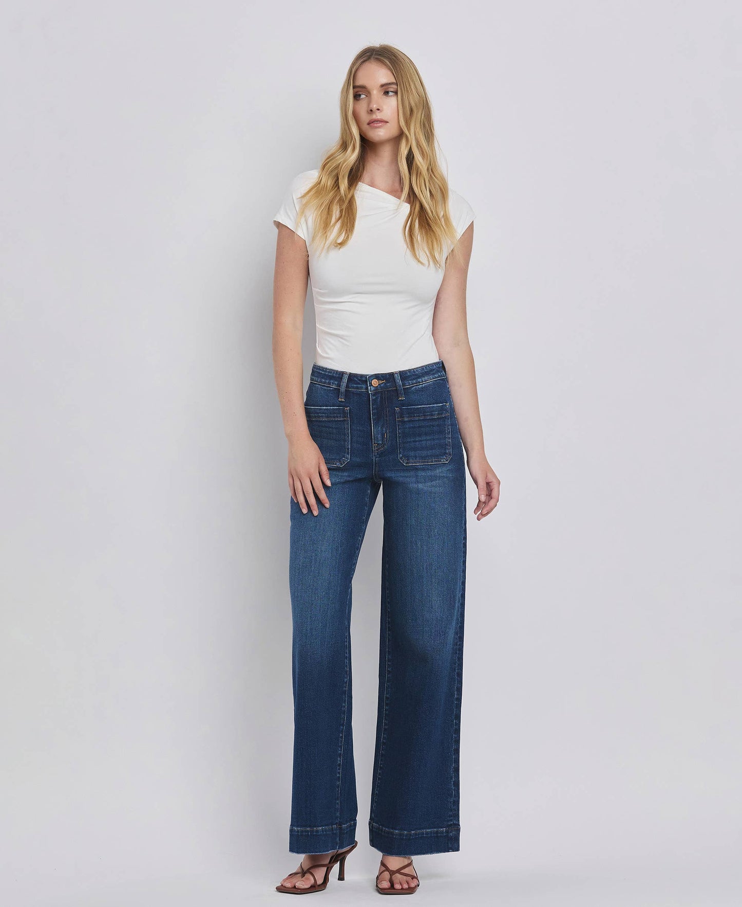 FLYING MONKEY - HIGH RISE WIDE TROUSER JEANS F5764D FLYING MONKEY