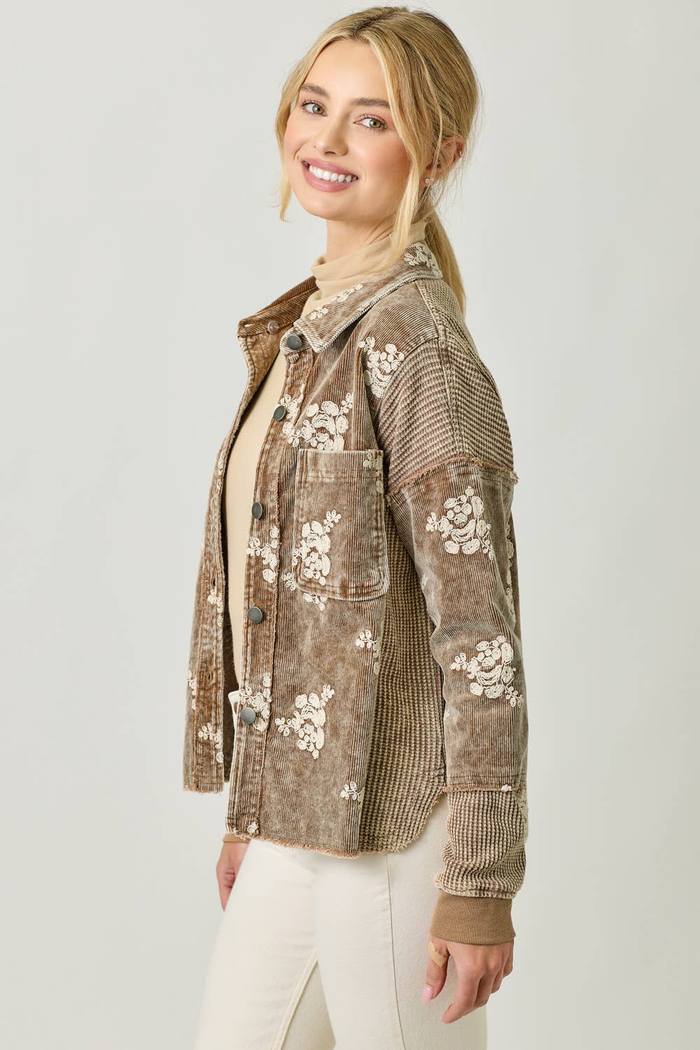Mystree - 60828 Flower Embroidery Hoodie Jacket Mystree
