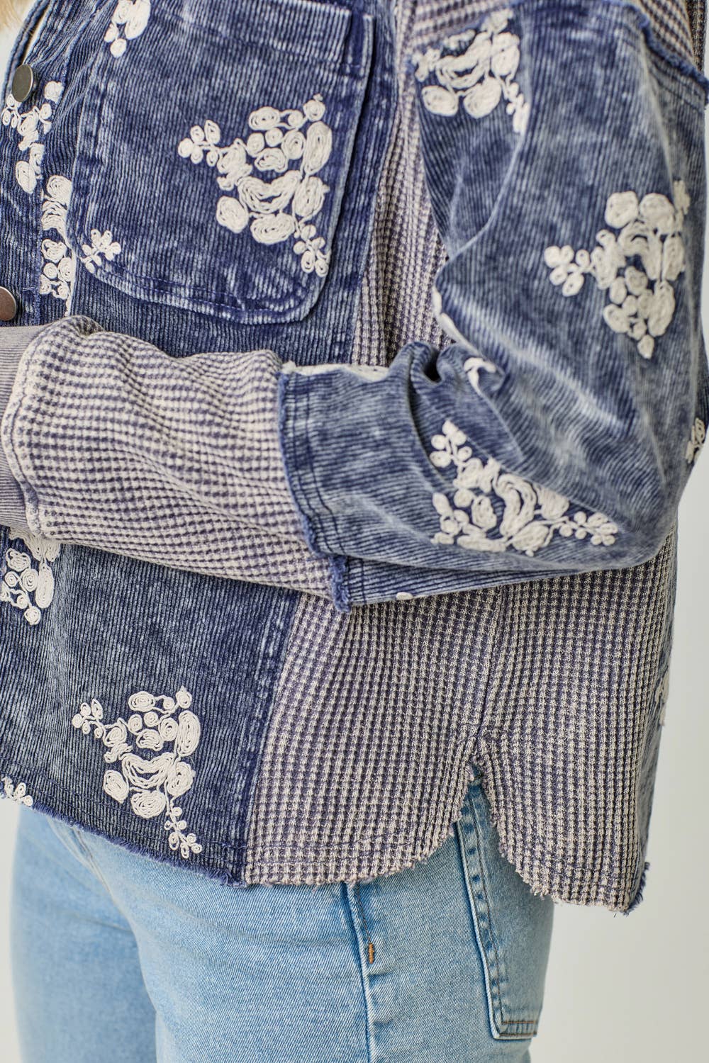 Mystree - 60828 Flower Embroidery Hoodie Jacket Mystree