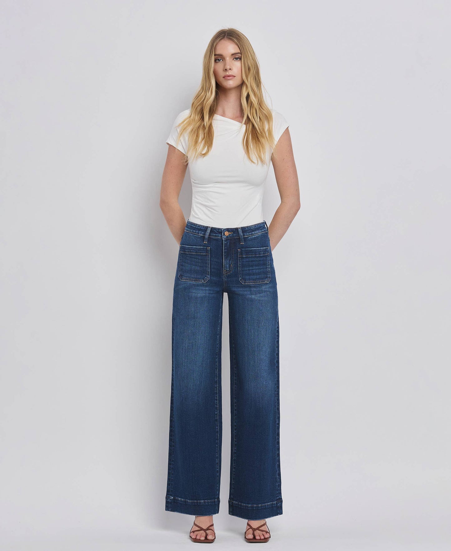 FLYING MONKEY - HIGH RISE WIDE TROUSER JEANS F5764D FLYING MONKEY