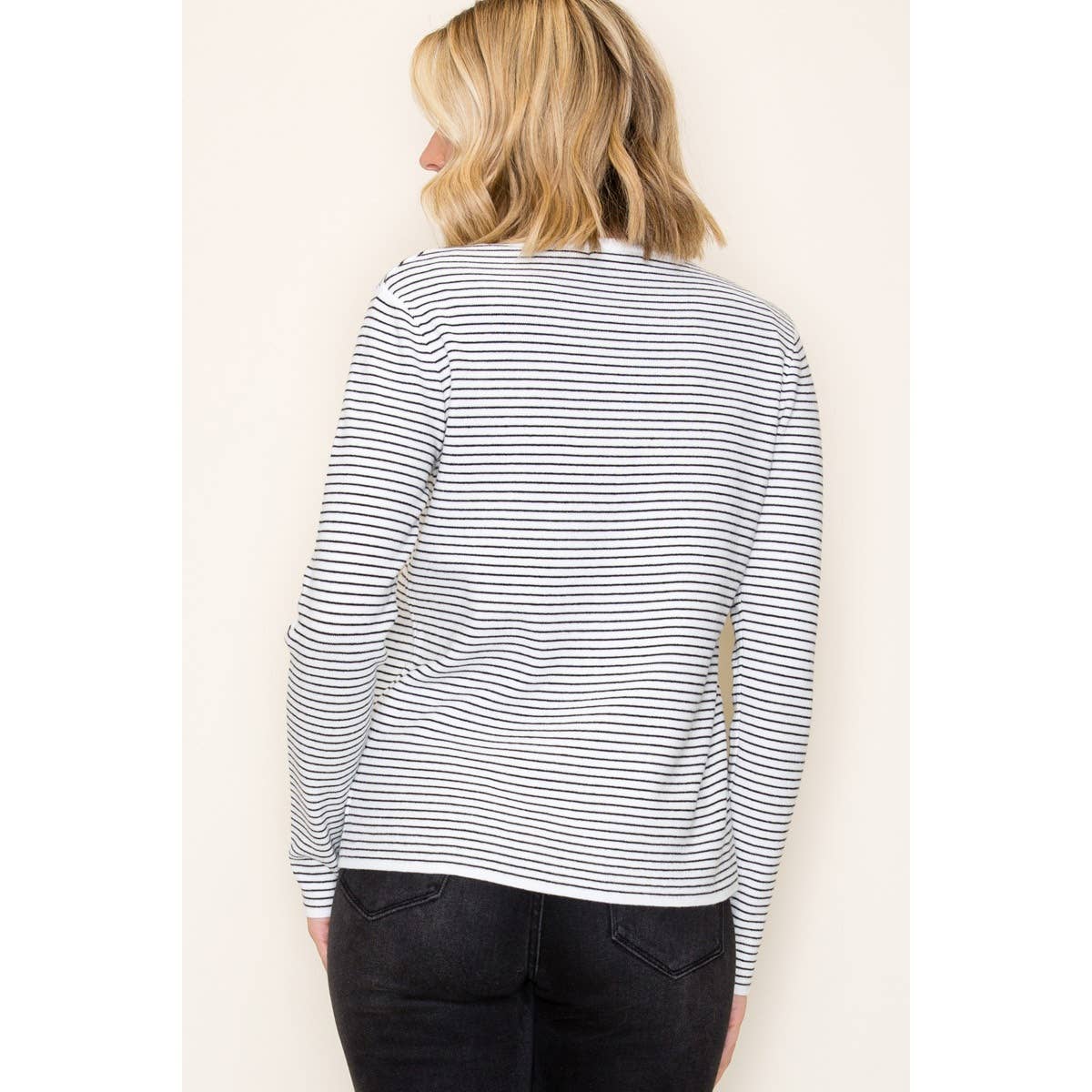 Ivory & Taupe Long Sleeve Pinstripe Top STACCATO