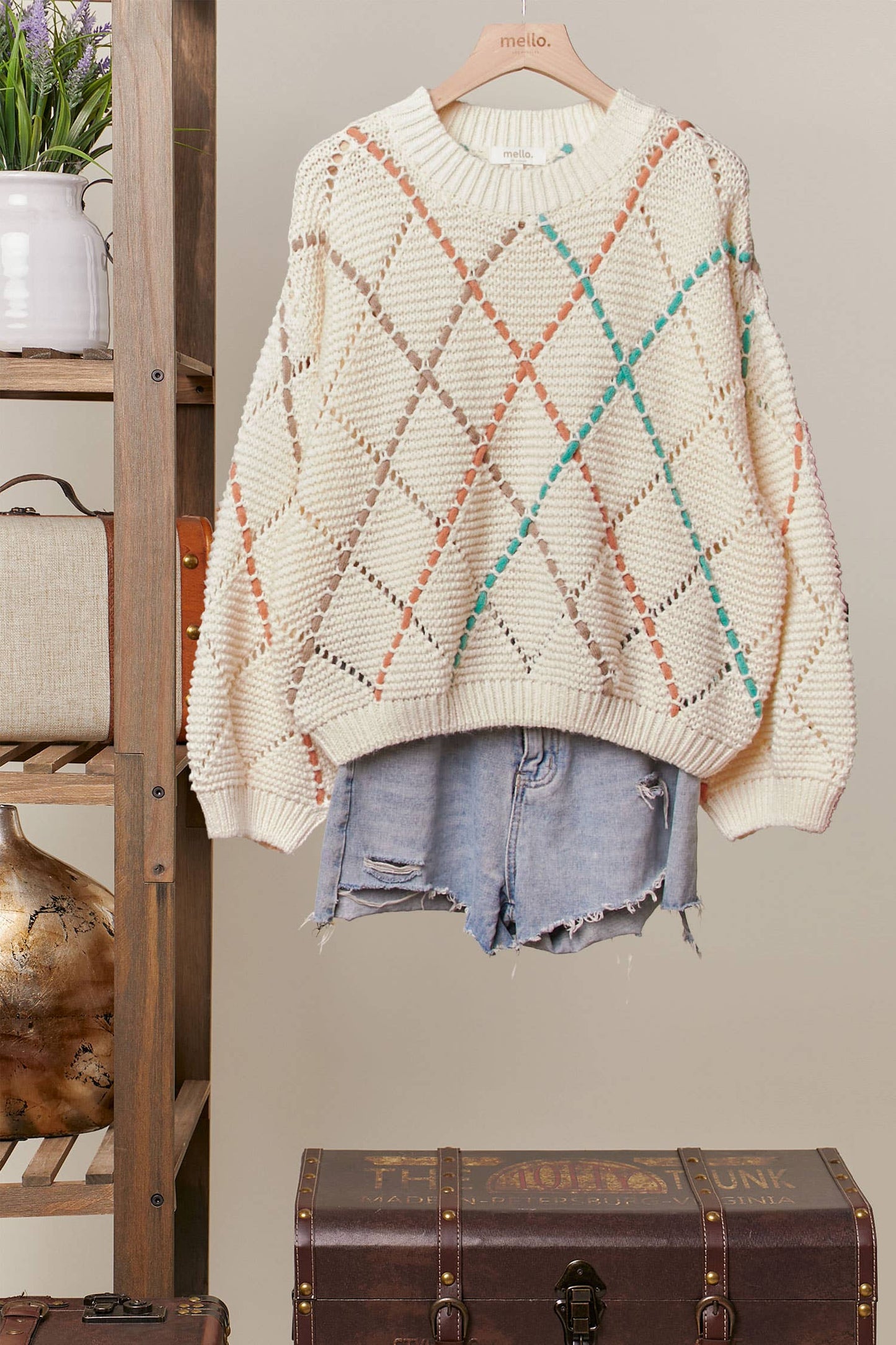 Diamond Cutout Knit Sweater Mello.
