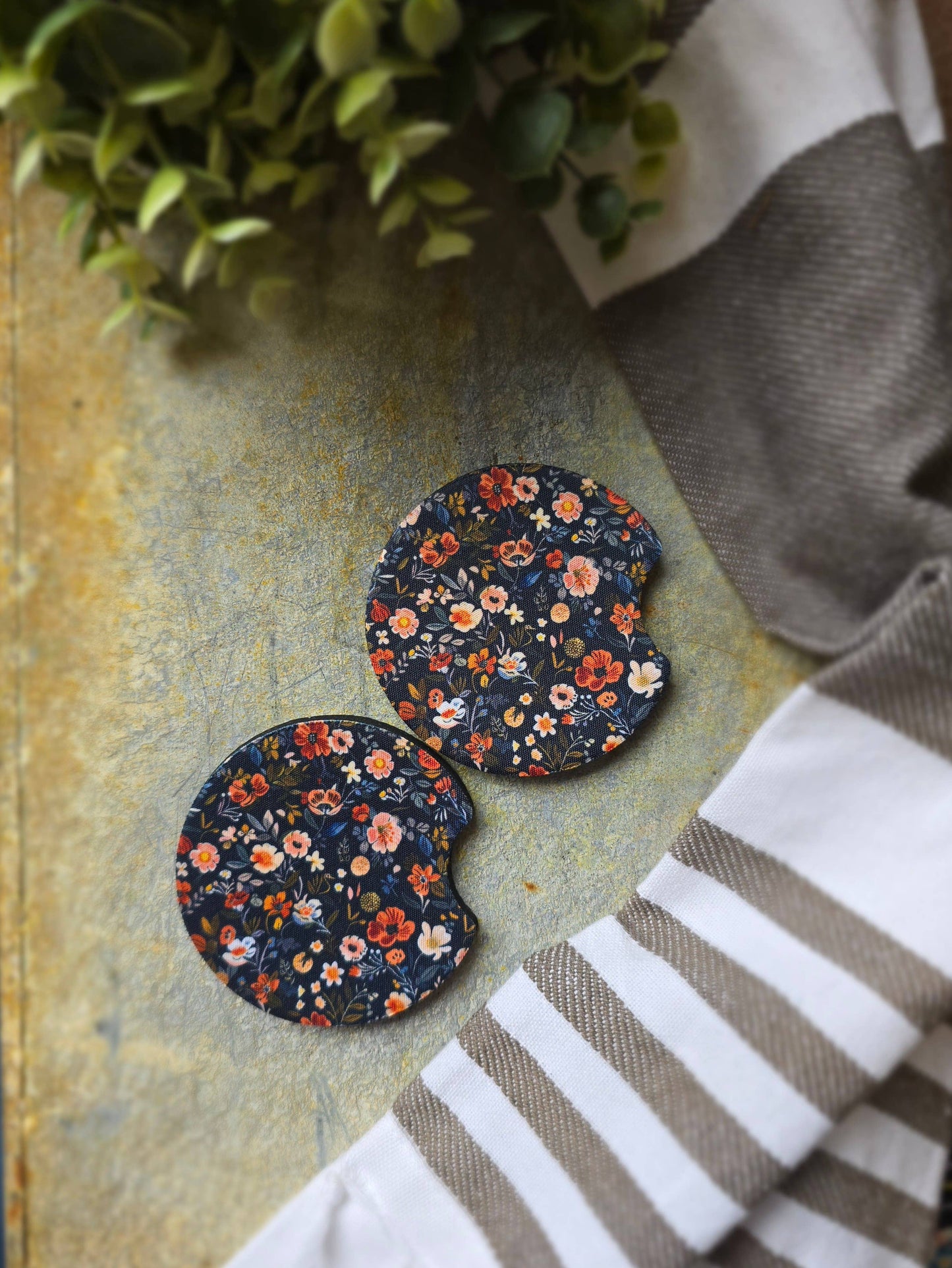 Dark Fall Floral Car Coaster Mama Made