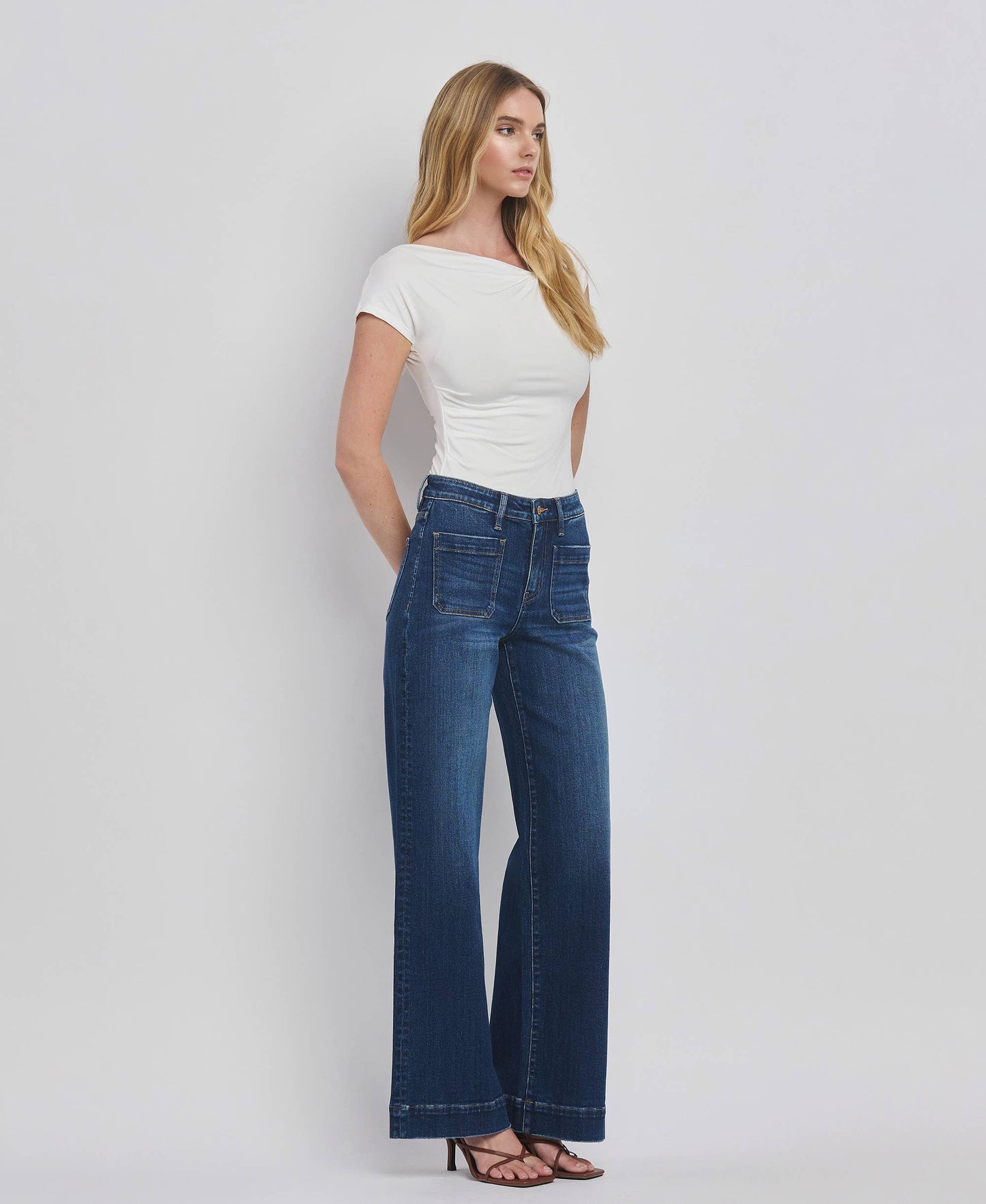 FLYING MONKEY - HIGH RISE WIDE TROUSER JEANS F5764D FLYING MONKEY