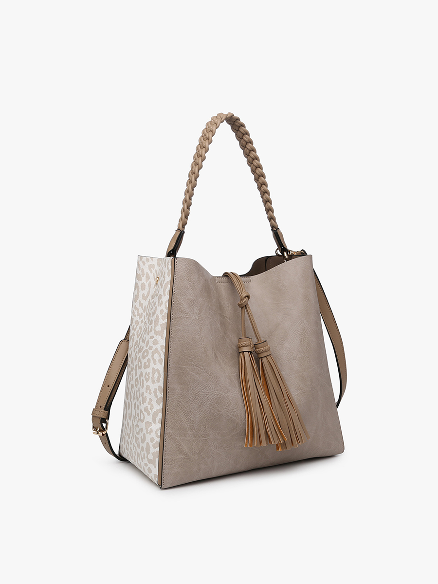 Dina Contrast Tote w/ Tassel