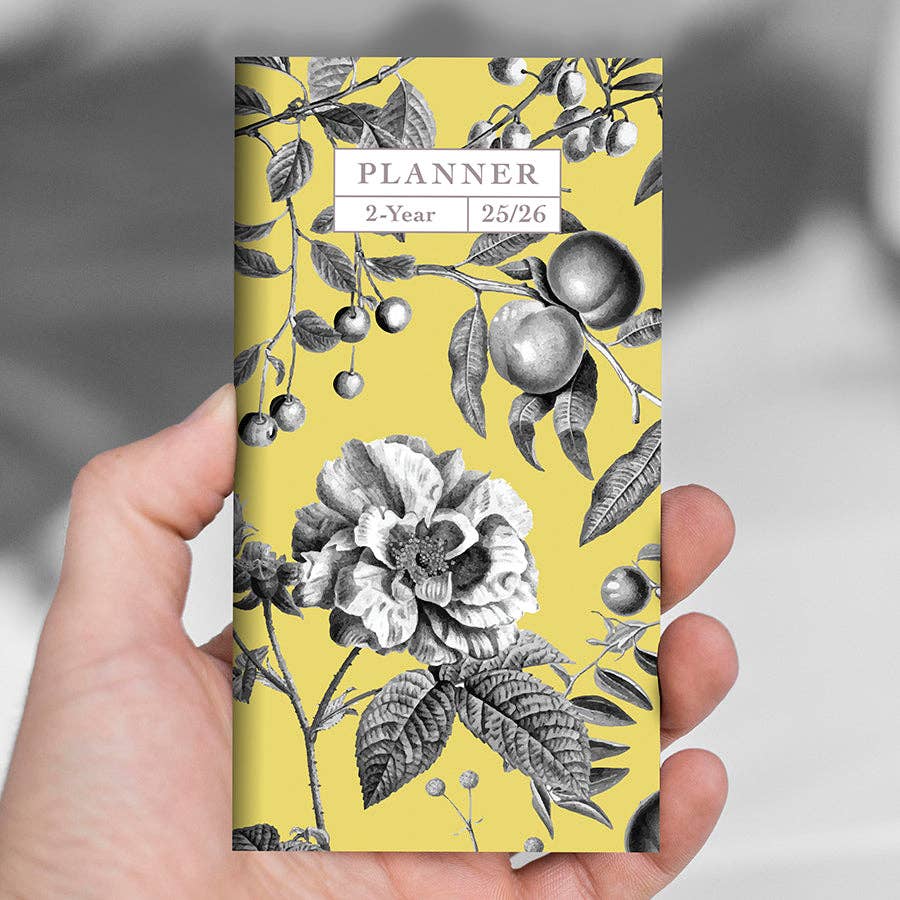 2025-2026 Yellow Botanical Small Monthly Pocket Planner Core TF Publishing - Paper Goods