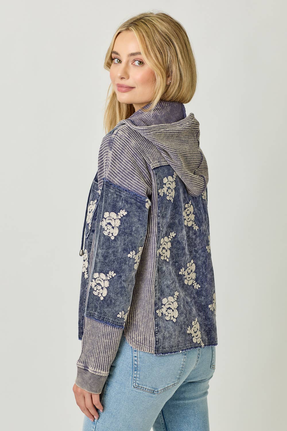 Mystree - 60828 Flower Embroidery Hoodie Jacket Mystree
