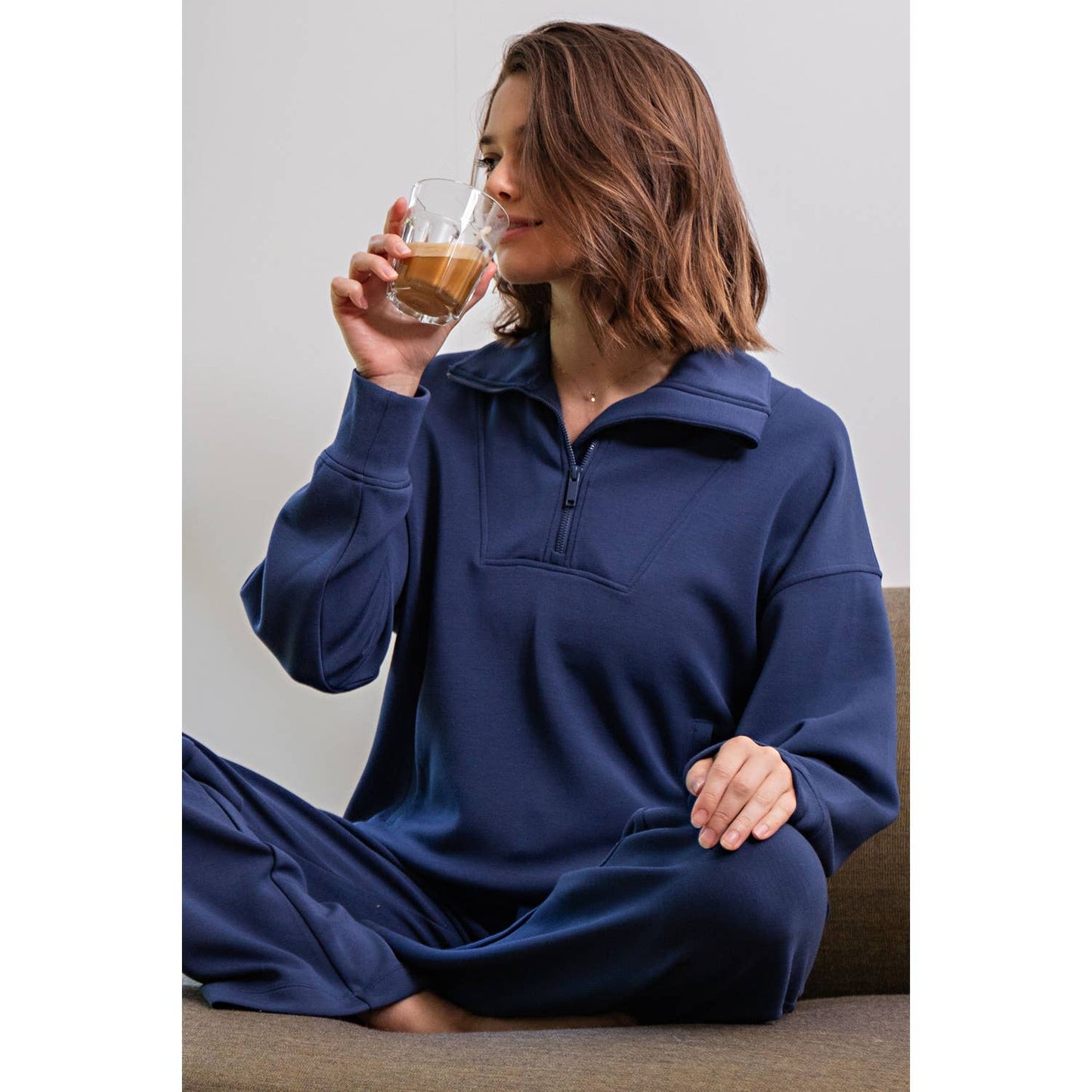 QUARTER ZIP FUNNEL NECK PULLOVER Rae Mode
