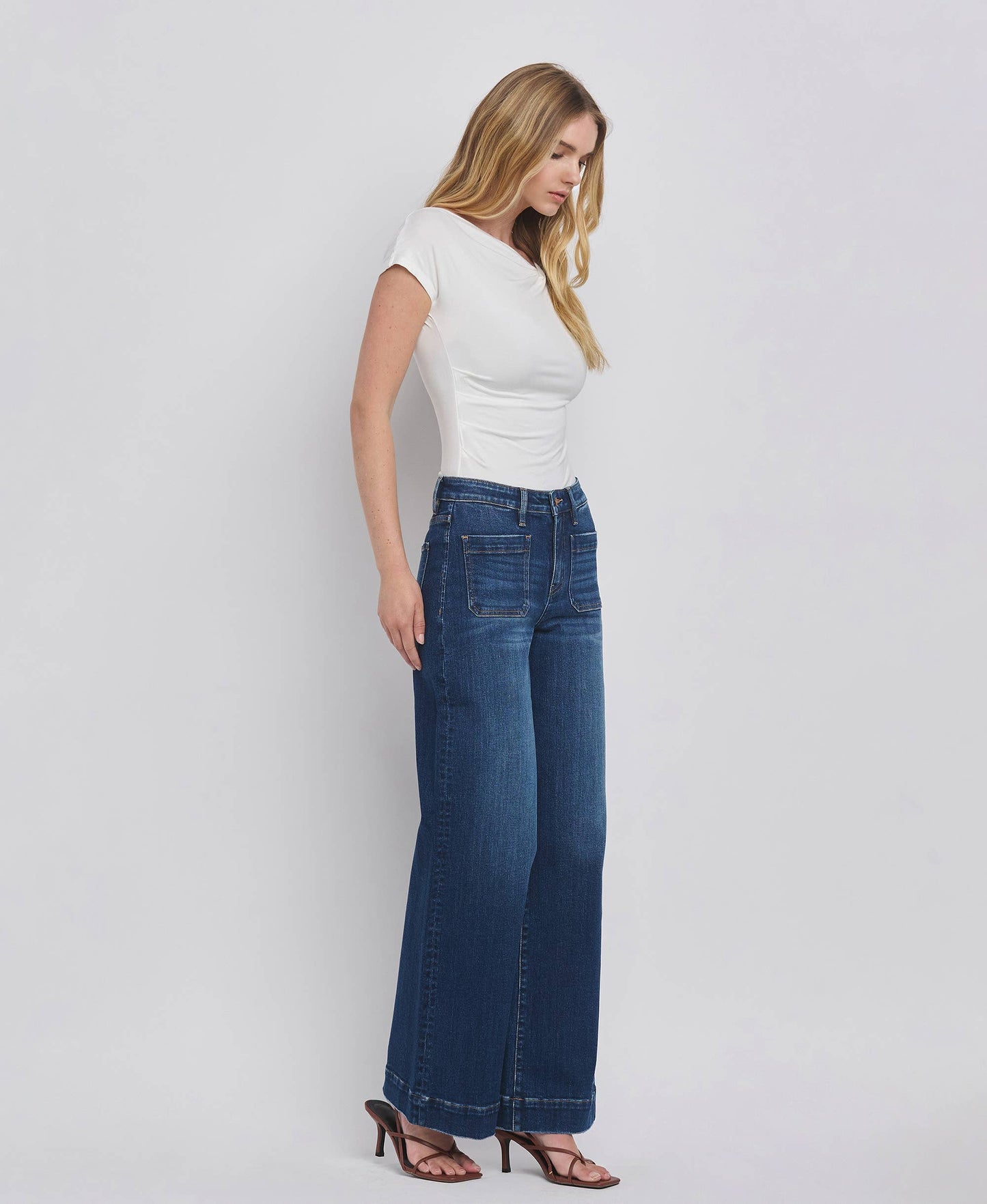 FLYING MONKEY - HIGH RISE WIDE TROUSER JEANS F5764D FLYING MONKEY