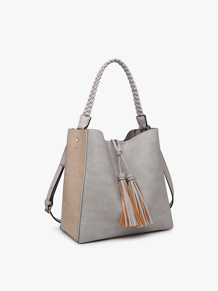 Dina Contrast Tote w/ Tassel