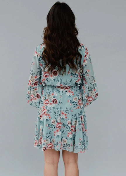 Dusty Blue Floral Dress