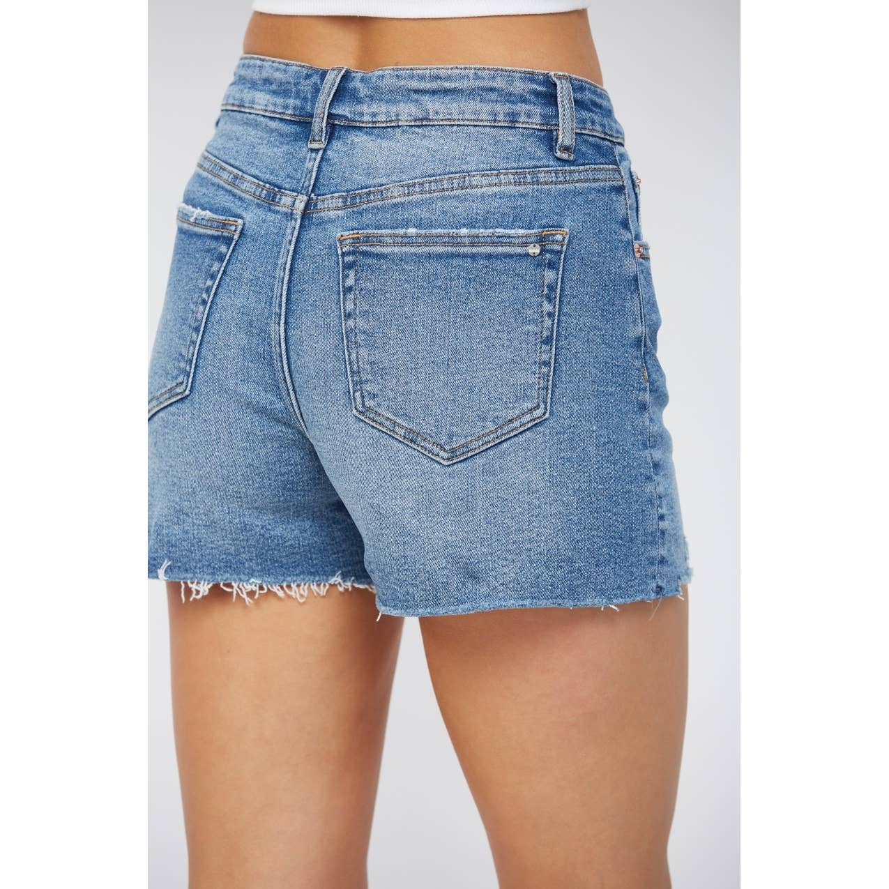 HIGH RISE CUT OFF MARINE BLUE SHORTS Mica Denim
