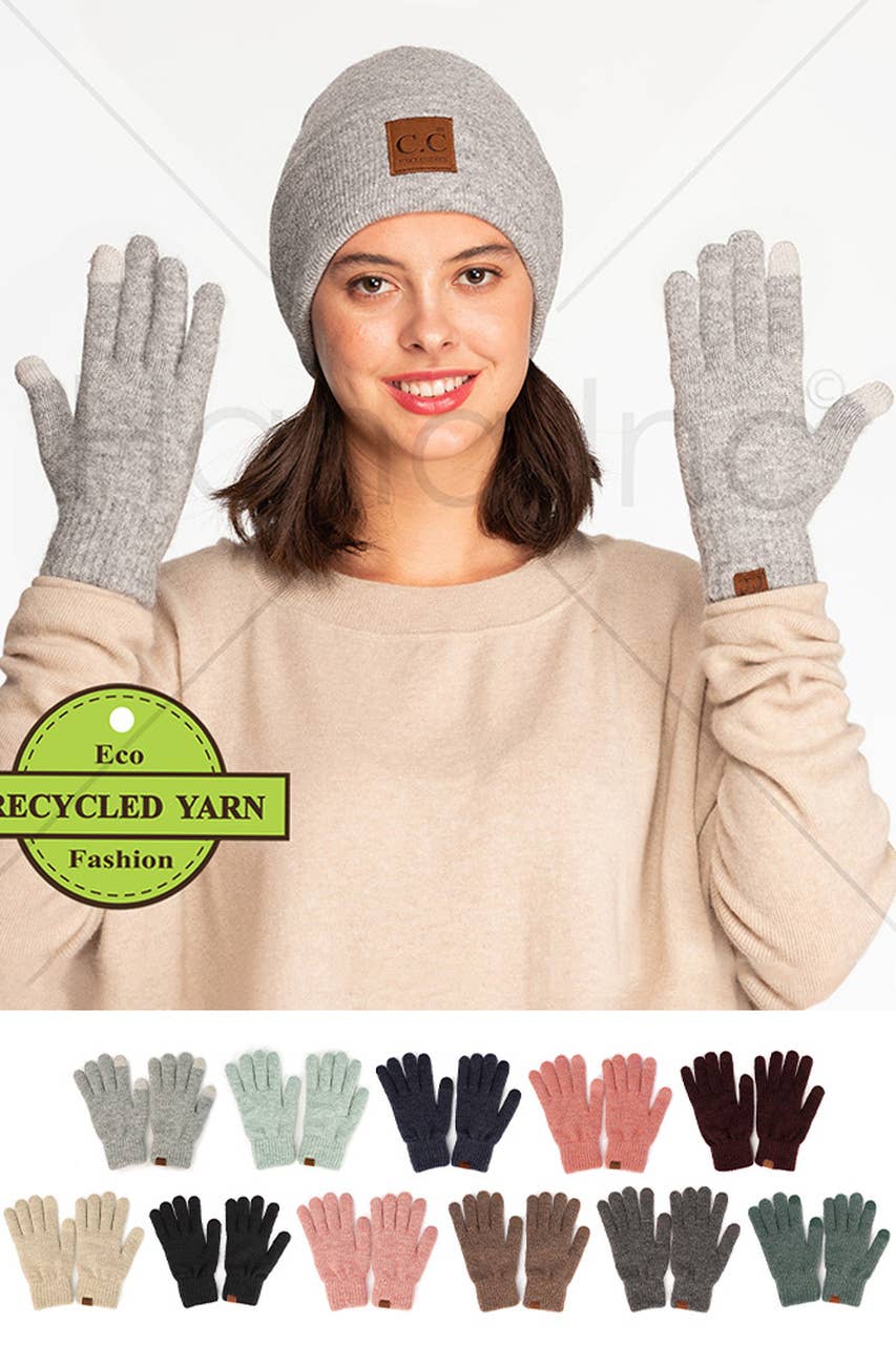 C.C Heather Knit Plain Gloves Hana