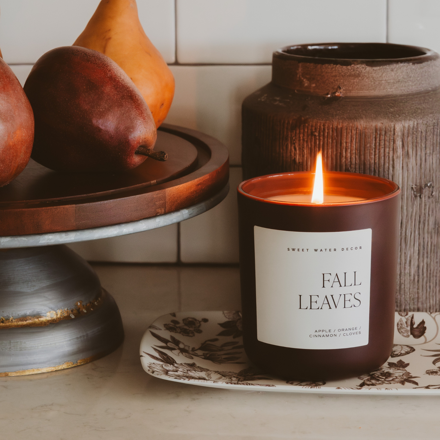 Fall Candle - Fall Leaves 15oz Jar | Apple, Cinnamon & Clove Scent