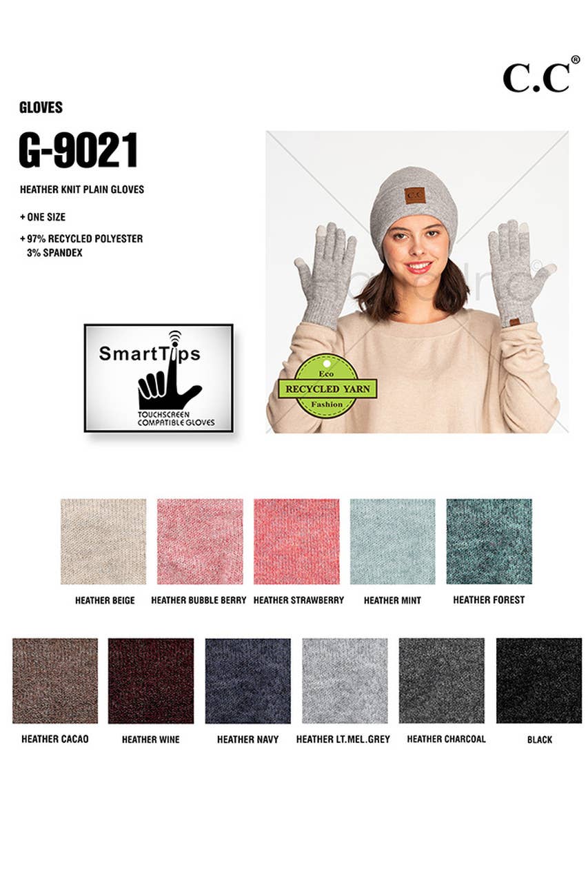 C.C Heather Knit Plain Gloves Hana