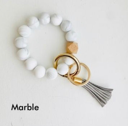 Marble Bangle Keychain | Cute Silicone Beaded Wristlet Keyring