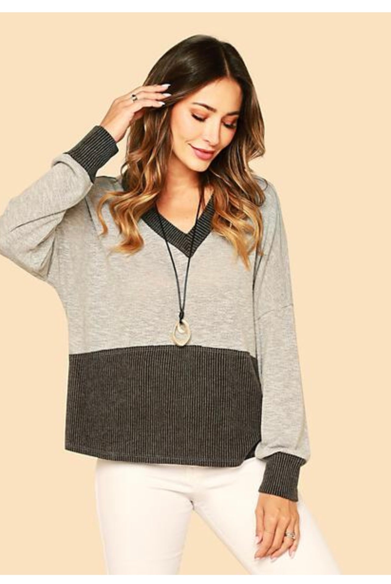 Stone Low Gage Rib Contrast V Top