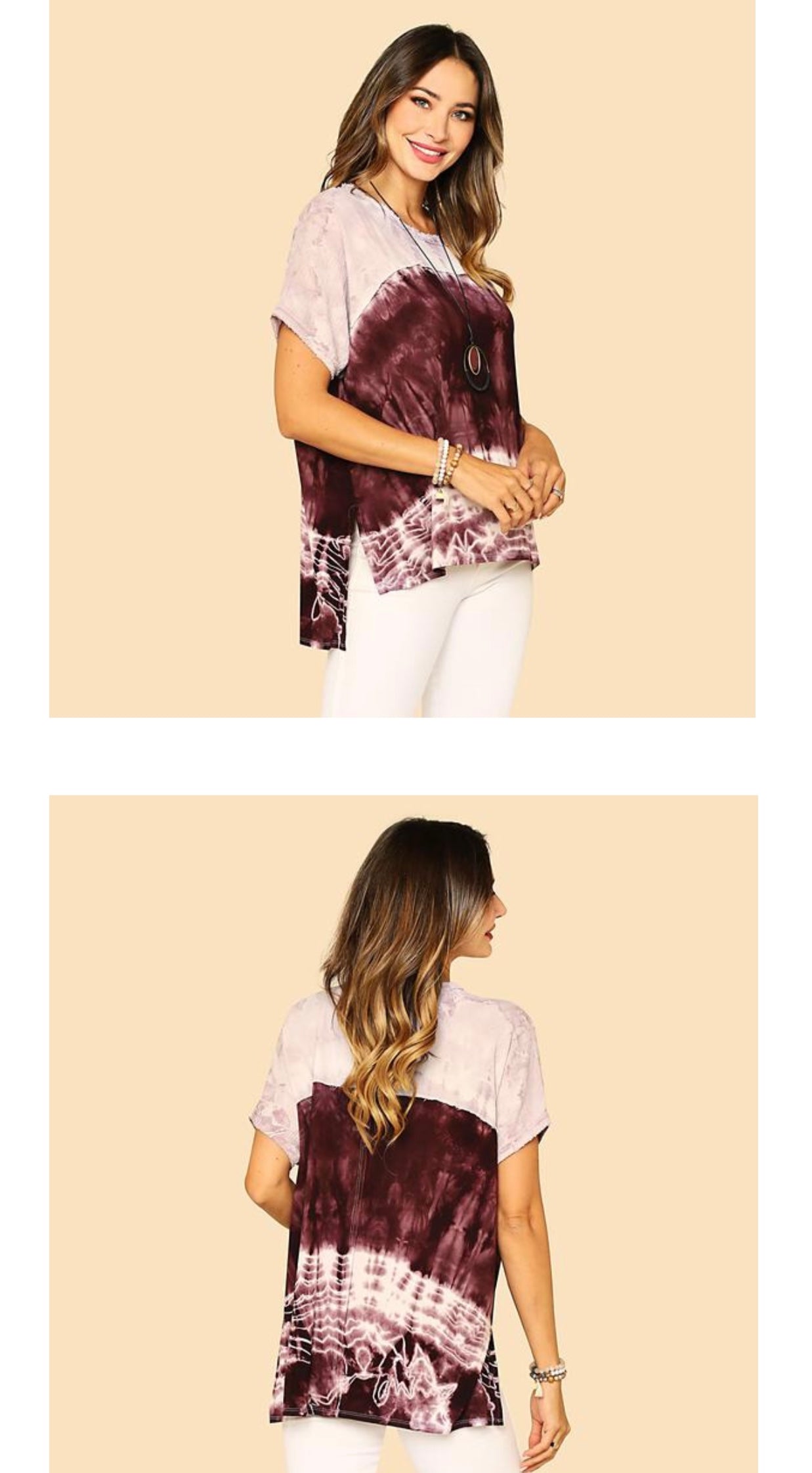 Lilac Hand Tie Dye Hi-Low Tunic Top