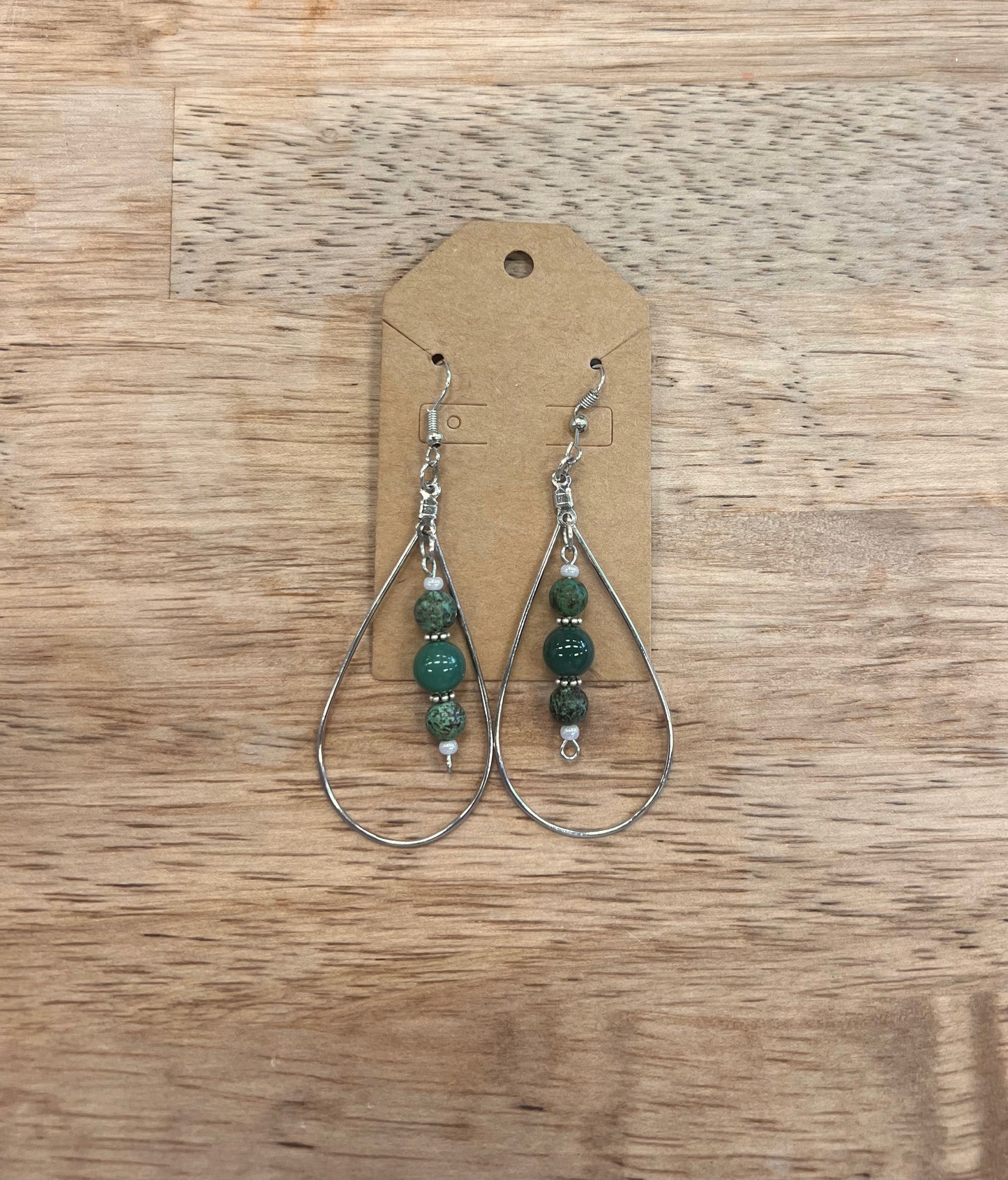 Silver African Turquoise & Green Agate Earrings