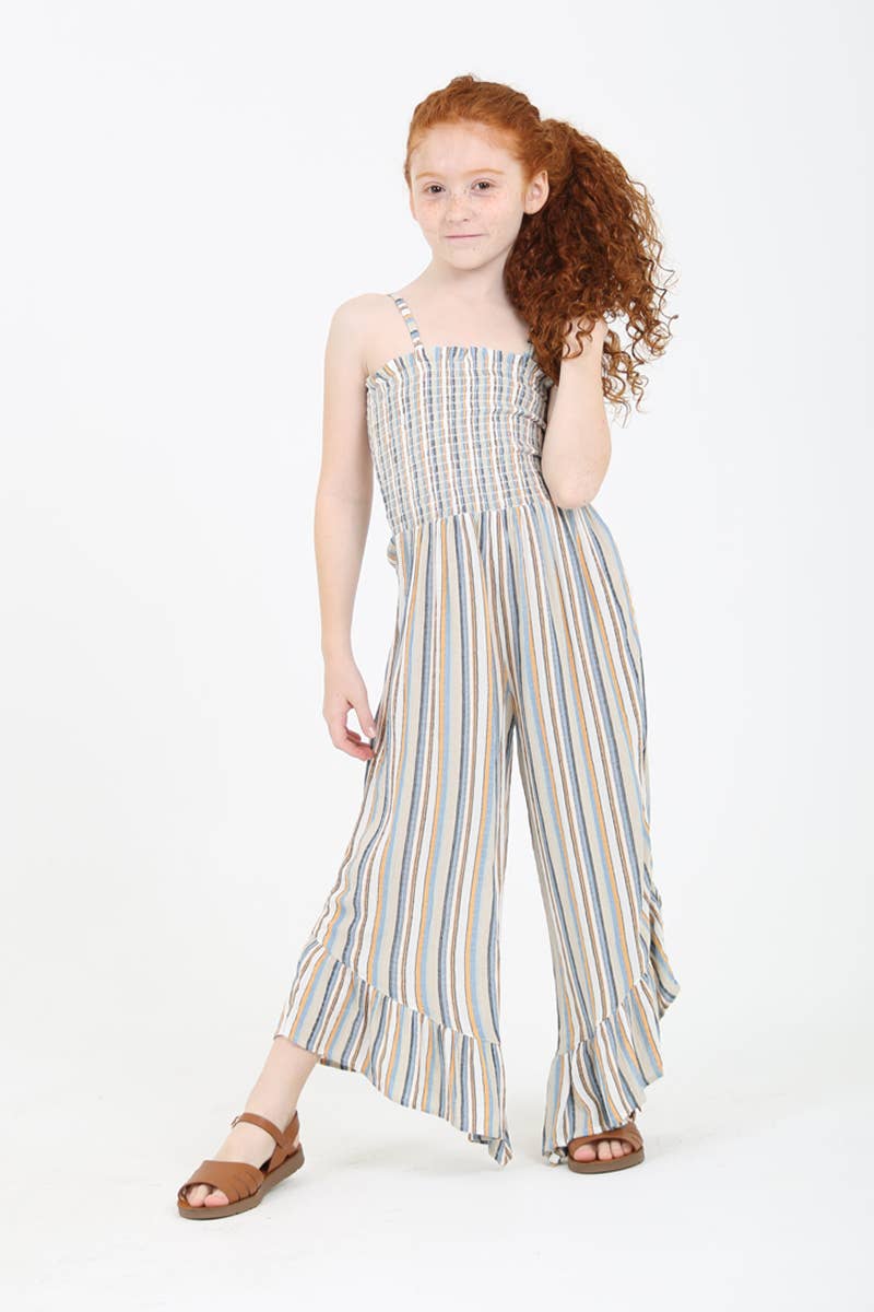 GIRLS SMOCKED HEM JUMPSUIT
