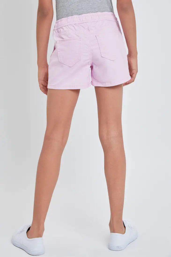 Girls Twill Jogger Shorts With Rope Drawstring