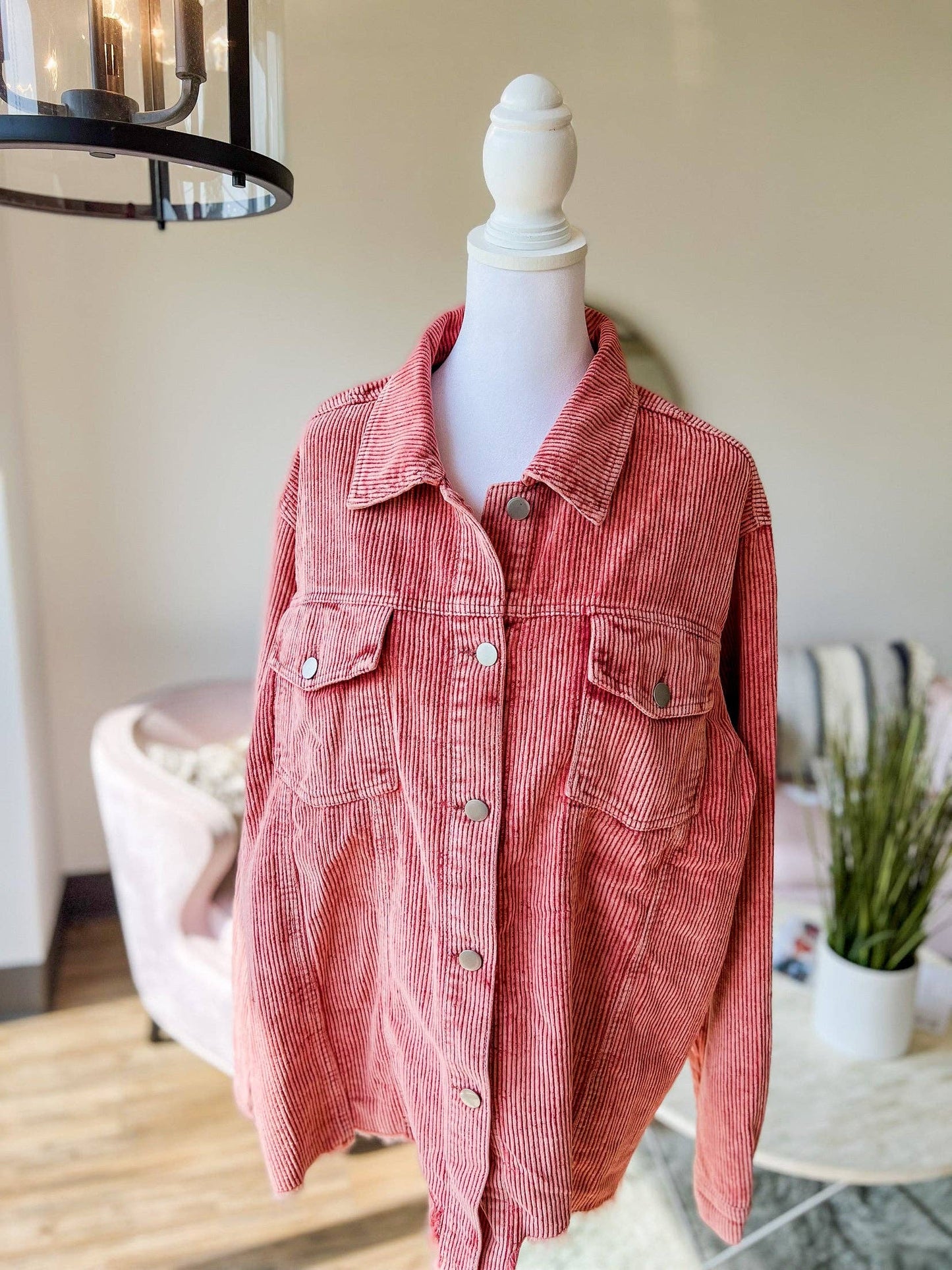 Corduroy Shacket in pink
