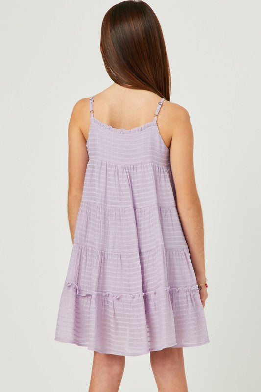 Girls Texture Stripe Tiered Halter Mini Dress Spring-Summer Hayden Los Angeles