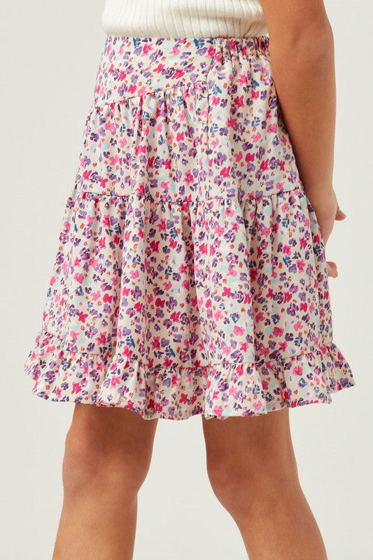Girls Ditsy Floral Ruffled Tiered Skirt Spring-Summer Hayden Los Angeles