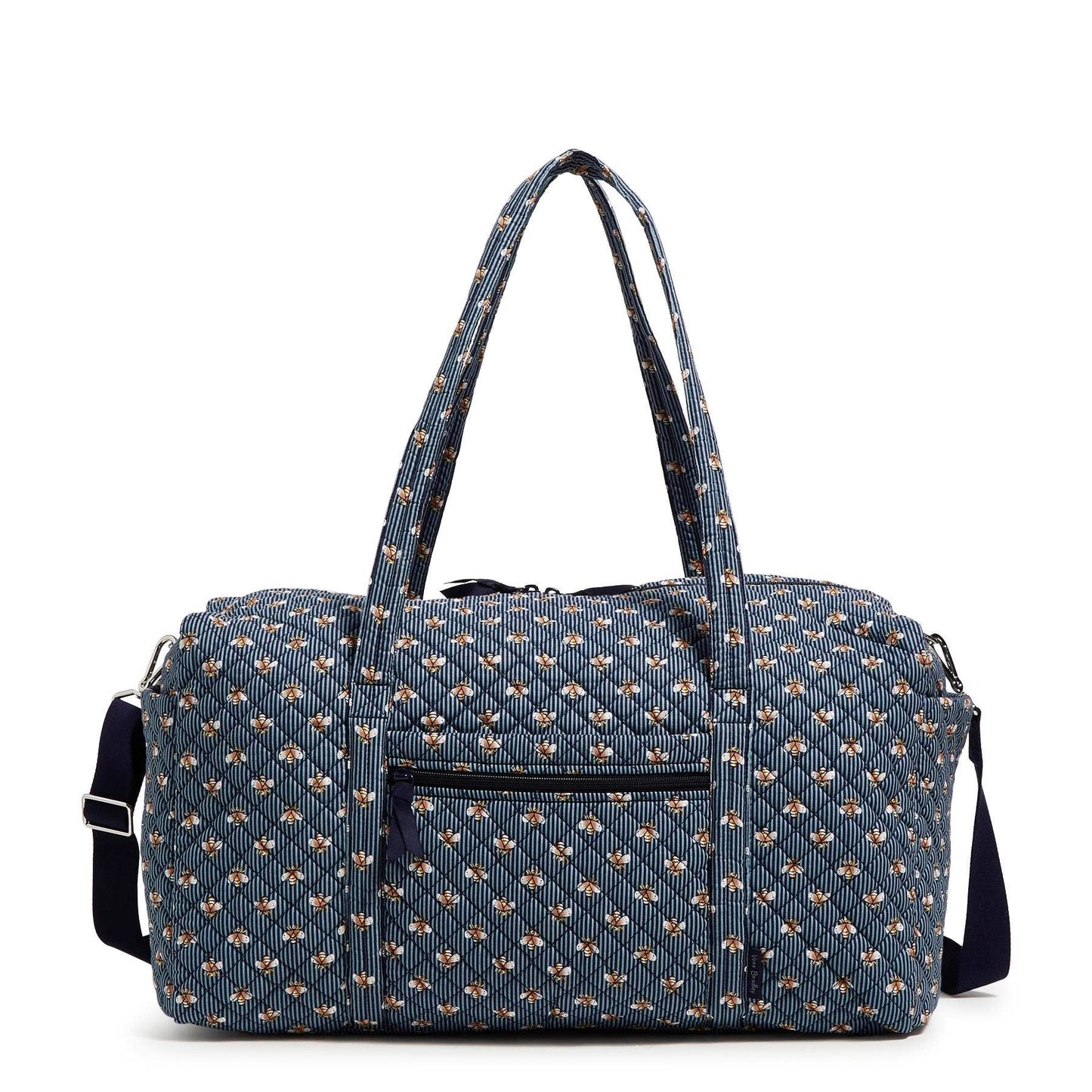 Bees/Navy Large Recycled Cotton Travel Duffel Bag