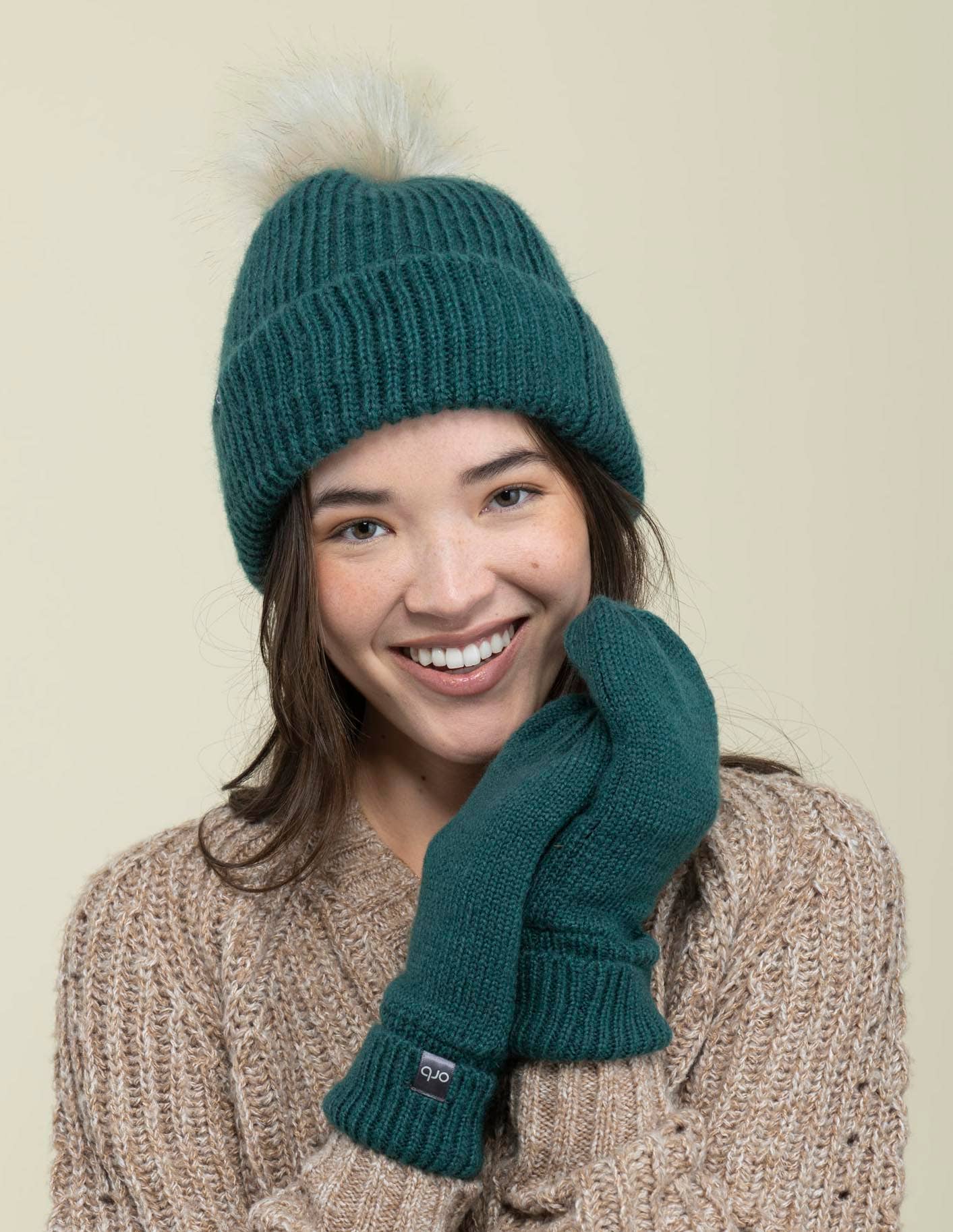 Evergreen Snowflake Lined Rib Beanie