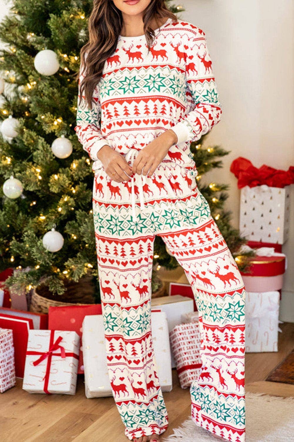 White Nordic Christmas Pajama Set Hidden Rose Boutique